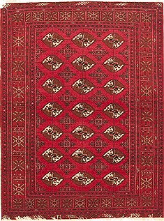 Turkman Red Hand Knotted 3'11" X 5'2"  Area Rug 100-10572