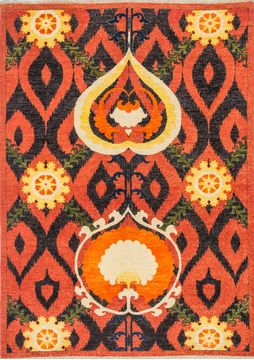 Gabbeh Red Hand Knotted 5'1" X 6'11"  Area Rug 700-109776
