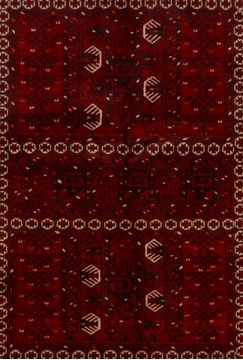 Khan Mohammadi Red Hand Knotted 5'7" X 7'3"  Area Rug 100-109811