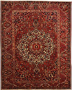 Bakhtiar Red Hand Knotted 9'6" X 12'1"  Area Rug 100-11012