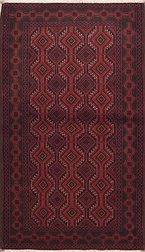 Baluch Red Hand Knotted 3'7" X 6'4"  Area Rug 100-11734