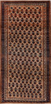 Baluch Beige Hand Knotted 3'1" X 6'4"  Area Rug 100-110129
