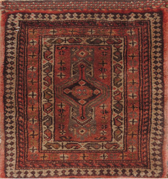 Baluch Brown Square Hand Knotted 1'7" X 1'7"  Area Rug 100-110964