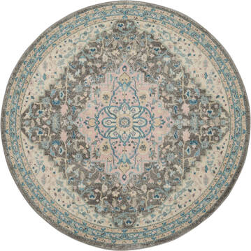 Nourison Tranquil Grey Round 5 to 6 ft Polypropylene Carpet 115122