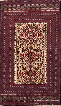 Baluch Beige Hand Knotted 3'5" X 6'2"  Area Rug 100-12092