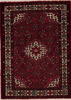 Hossein Abad Red Hand Knotted 3'7" X 4'11"  Area Rug 251-12603
