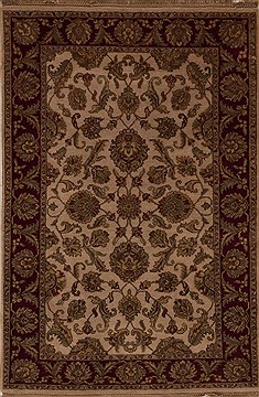 Agra Beige Hand Knotted 4'0" X 6'0"  Area Rug 251-12884