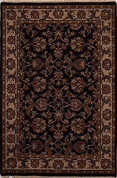 Agra Blue Hand Knotted 4'1" X 6'0"  Area Rug 251-12905