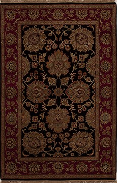 Agra Black Hand Knotted 4'0" X 6'1"  Area Rug 251-12911