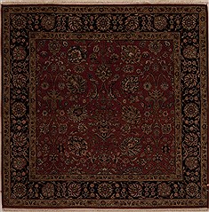 Agra Red Square Hand Knotted 5'11" X 6'0"  Area Rug 251-12943