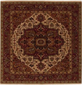 Indian Serapi Beige Square 5 to 6 ft Wool Carpet 13048