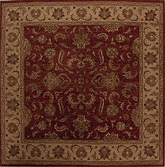 Agra Red Square Hand Knotted 9'10" X 9'11"  Area Rug 251-13297