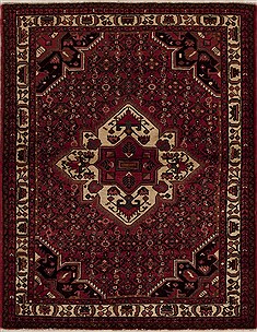 Hamedan Red Hand Knotted 5'3" X 6'9"  Area Rug 251-13324