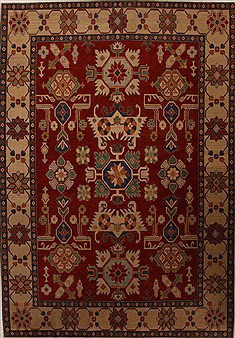 Pakistani Kazak Red Rectangle 8x11 ft Wool Carpet 13892