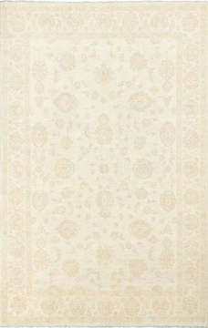 Afghan Chobi White Rectangle 7x10 ft Wool Carpet 135909