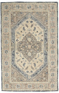 Nourison Bahari Grey Rectangle 5x7 ft Wool Carpet 140839