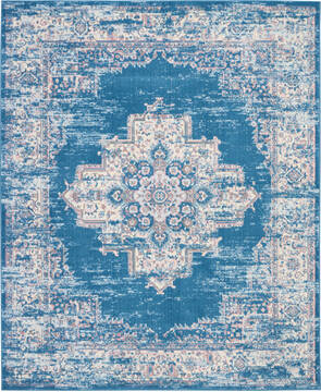 Nourison Grafix Blue Rectangle 7x10 ft Polypropylene Carpet 141334