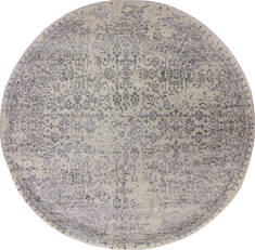 Indian Modern-Contemporary Grey Round 7 to 8 ft Wool and Cotton Carpet 145447