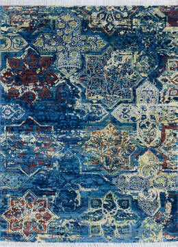 Modern Blue Hand Knotted 5'0" X 6'8"  Area Rug 700-145499