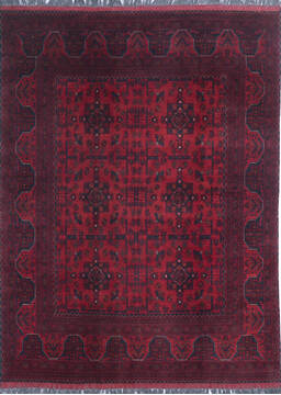 Khan Mohammadi Red Hand Knotted 5'0" X 6'8"  Area Rug 700-145677