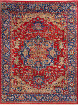 Afghan Chobi Red Rectangle 9x12 ft Wool Carpet 146148