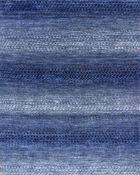 Indian Modern-Contemporary Blue Rectangle 9x12 ft Wool Carpet 146926