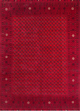 Afghan Khan Mohammadi Red Rectangle 8x11 ft Wool Carpet 147026
