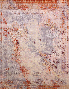 Indian Jaipur Grey Rectangle 8x11 ft Wool and Raised Silk Carpet 147068