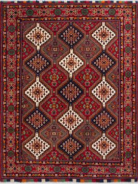 Khan Mohammadi Red Hand Knotted 5'0" X 6'5"  Area Rug 700-147117