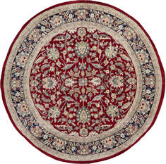 Pak-Persian Red Round Hand Knotted 5'0" X 5'0"  Area Rug 700-147467