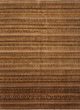 Indian Modern-Contemporary Brown Rectangle 10x14 ft Wool Carpet 147514