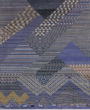 Indian Jaipur Blue Rectangle 8x10 ft Wool Carpet 147712