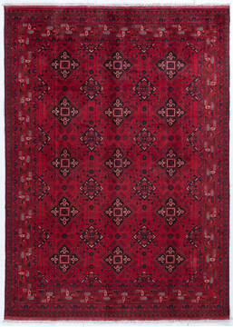 Khan Mohammadi Red Hand Knotted 5'5" X 7'6"  Area Rug 700-148189