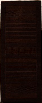 Gabbeh Brown Runner Hand Knotted 3'1" X 7'11"  Area Rug 250-15972
