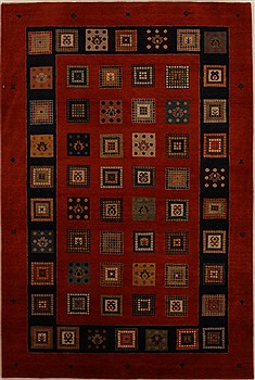 Gabbeh Red Hand Knotted 4'1" X 6'2"  Area Rug 250-16123