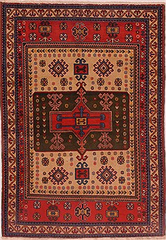 Persian Turco-Persian Beige Rectangle 4x6 ft Wool Carpet 16392