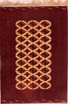 Persian Turkman Red Rectangle 4x6 ft Wool Carpet 16402