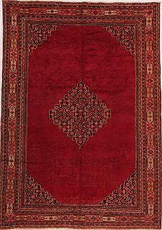 Persian Mashad Red Rectangle 6x9 ft Wool Carpet 16473