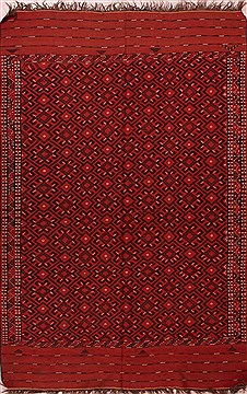 Sumak Red Hand Knotted 6'3" X 10'0"  Area Rug 400-16481
