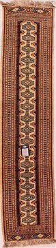Persian Turkman Yellow Runner 10 to 12 ft Wool Carpet 16504