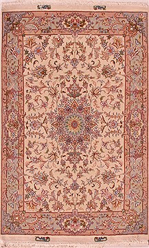Persian Tabriz White Rectangle 3x5 ft Wool Carpet 16616