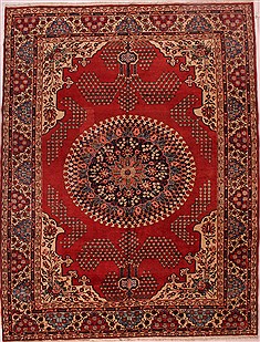 Persian Ardebil Red Rectangle 8x11 ft Wool Carpet 16698
