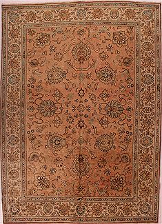 Persian Tabriz Orange Rectangle 9x12 ft Wool Carpet 16765