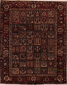 Persian Bakhtiar Brown Rectangle 9x12 ft Wool Carpet 16803