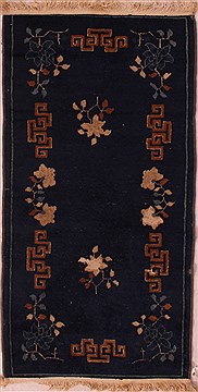 Asian Inspired Blue Hand Knotted 3'0" X 5'9"  Area Rug 400-16846