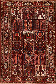 Persian Bakhtiar Red Rectangle 5x7 ft Wool Carpet 16928