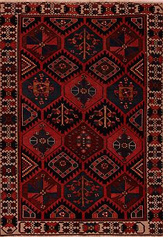 Persian Bakhtiar Red Rectangle 5x7 ft Wool Carpet 16976
