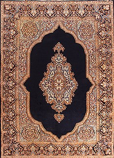Persian Kerman Blue Rectangle 9x12 ft Wool Carpet 16978