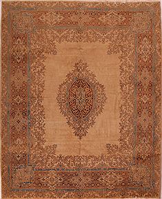 Persian Kerman Brown Rectangle 8x10 ft Wool Carpet 16998