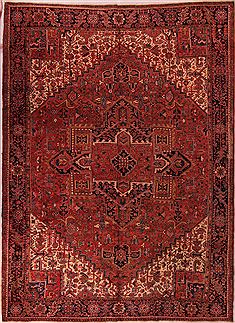 Persian Heriz Red Rectangle 10x14 ft Wool Carpet 17072